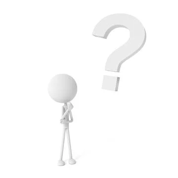 People model with the question mark sign. 3D rendering. Stock Illustration