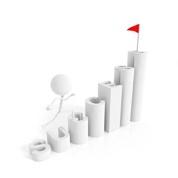 People model with successful concept. 3D rendering. Stock Illustration