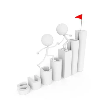 People model with successful of teamwork. 3D rendering. Stock Illustration