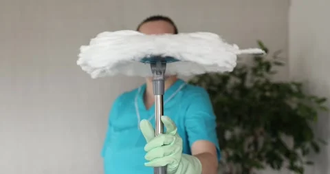 People in mop masks and cloud hats, creating a fun atmosphere in a video Stock Footage 278038823