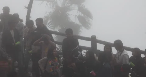 People In Morning Time Mist Stock Footage 340267535
