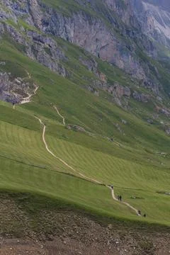 People on the mountain path, Seceda Stock Photos