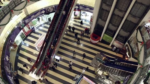 People move up and down the escalators Stock Footage 70054173