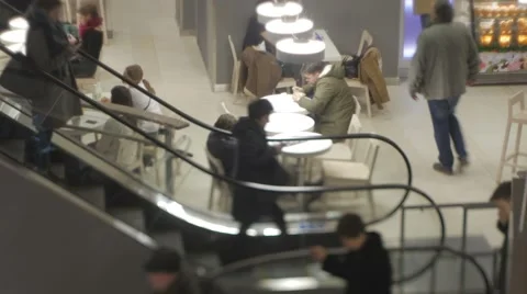 People Move on Escalator Video stock 58954079