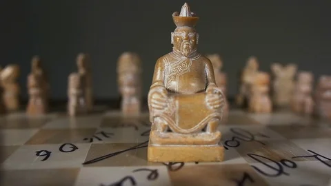 People move hand at camera king unusual chess closeup form of buddha slowmotion. Stock Footage 119347408