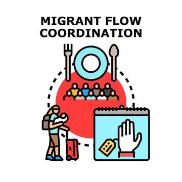 People movement coordination providing essential support Stock Illustration
