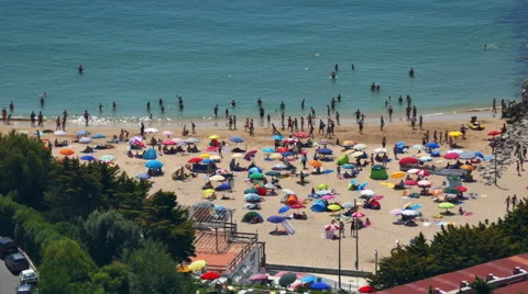 People Moving on Beach Stock Footage 40950459