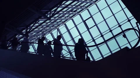 People moving on the escalator Stock Footage 64196603