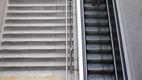 People moving from the escalator Stock Footage 146290967