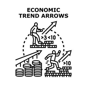People moving forward on economic trend arrows Stock Illustration