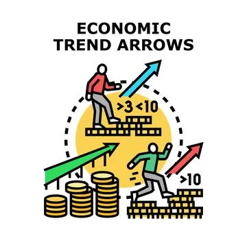 People moving forward on economic trend arrows Stock Illustration