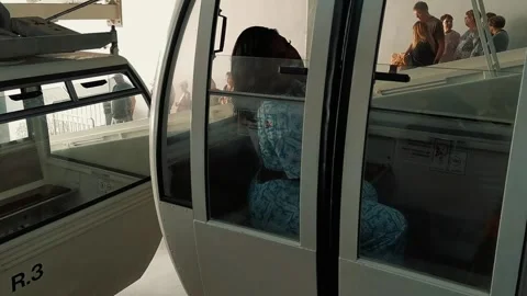 People moving by funicular  3 edit Stock Footage 344597597