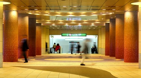 People Moving in Tokyo Subway in Time Lapse Stock Footage 40474692