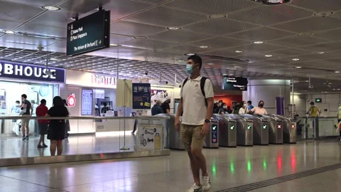 People at MRT train station Stock Footage 304264806