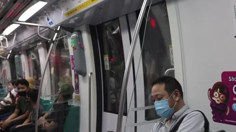 People at MRT train station Stock Footage 304264864