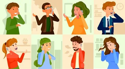 People of multiple different age groups in contact with someone. 스톡 일러스트