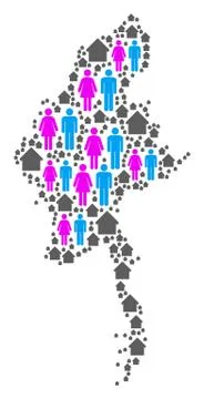People Myanmar Map Stock Illustration