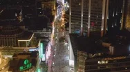 People At Nanjing Road At Night. Pedestrian Street. Shanghai, Aerial View Stock Footage
