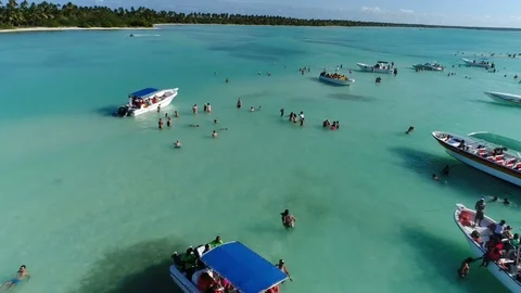 People in a Natural Pool from a Drone Video stock 84576894
