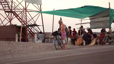 People at the Nazca lines observation tower Stock Footage 64872811