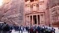 People near Al Khazneh or the Treasury at ancient Rose City of Petra in Jordan HD Footage