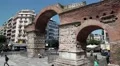 People near ancient Arch of Galerius in Thessaloniki, Greece HD Footage