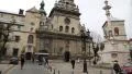 People near the Bernardine church and monastery in Lviv, Western Ukraine HD Footage
