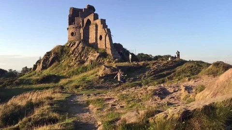 People near castle Stock Footage 76953177