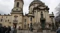 People near Dominican church and monastery in Lviv, Western Ukraine HD Footage