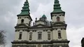 People near Dominican church in Ternopil, western Ukraine HD Footage