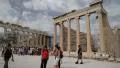 People near Parthenon - ancient temple in Athenian Acropolis, Greece HD Footage