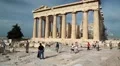 People near Parthenon - ancient temple in Athenian Acropolis, Greece HD Footage