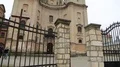 People near Saviour Church in Zbarazh city, western Ukraine HD Footage
