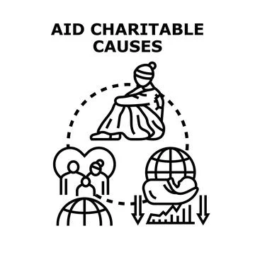 People needing help receiving charitable aid Stock Illustration