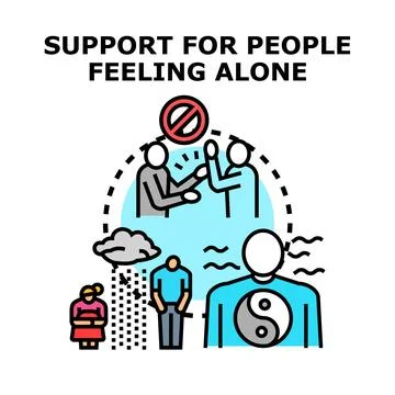 People needing support for feeling alone concept Stock Illustration