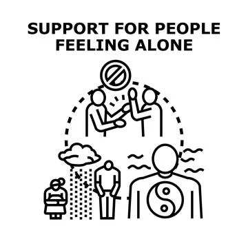 People needing support for feeling alone concept Stock Illustration