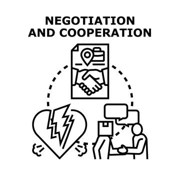 People negotiating and cooperating after conflict resolution Stock Illustration