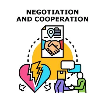 People negotiating and cooperating after conflict resolution Stock Illustration