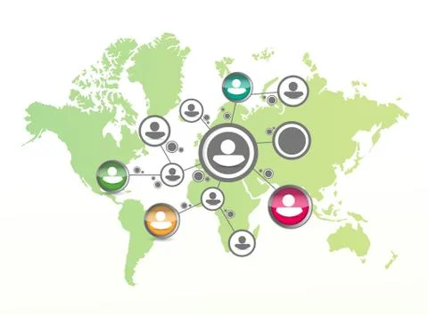 People network background and map illustration Illustrazione stock