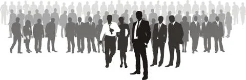 People with network boss on front 스톡 일러스트