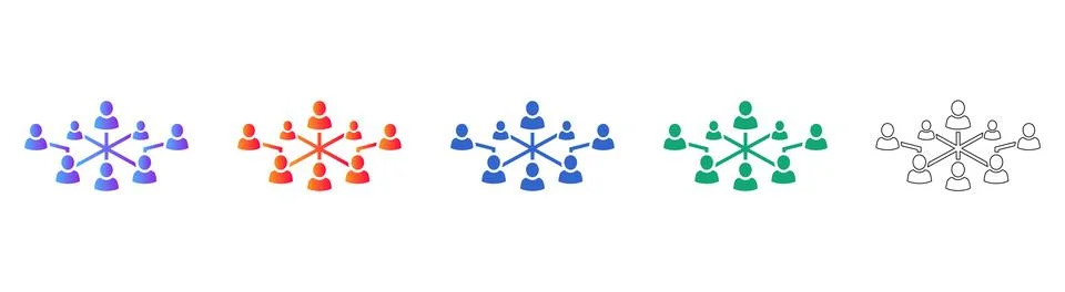 People Network Connection Icon Set Illustrazione stock