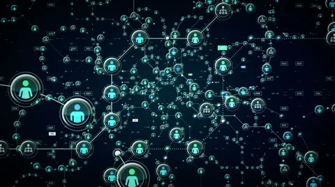 People Network Data Blue Stock Footage 64408756