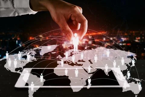 People network, human resources and customer relationship management CRM uds Stock Photos