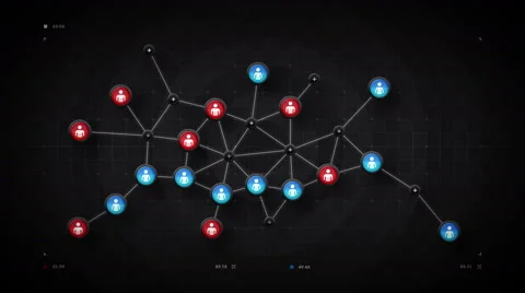 People Network Map Black Stock Footage 64864855