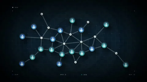 People Network Map Blue Stock Footage 64864962