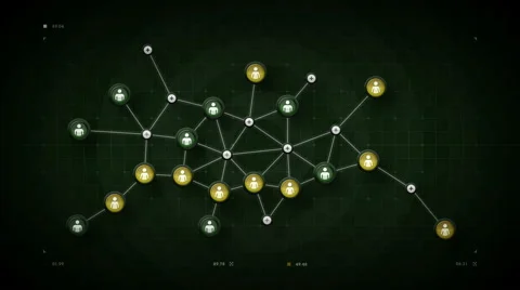 People Network Map Green Stock Footage 64865055
