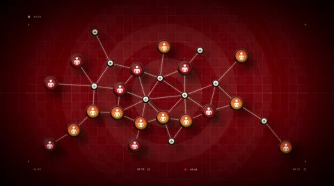People Network Map Red Video stock 64865186