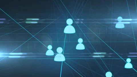People network of social groups connected via social media and devices Illustrazione stock