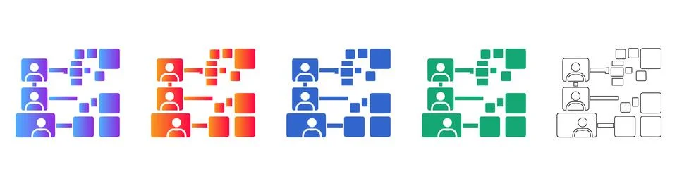 People Network Structure Icons for Teamwork and Organizational Charts Stock Illustration