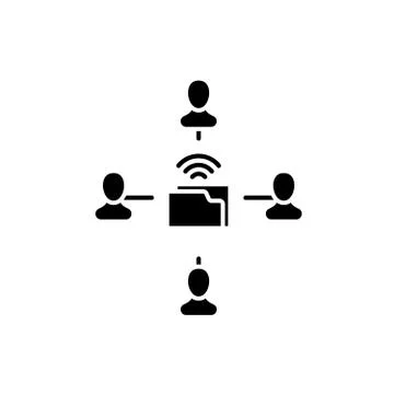 People networking black icon, vector sign on isolated background. People イラスト素材